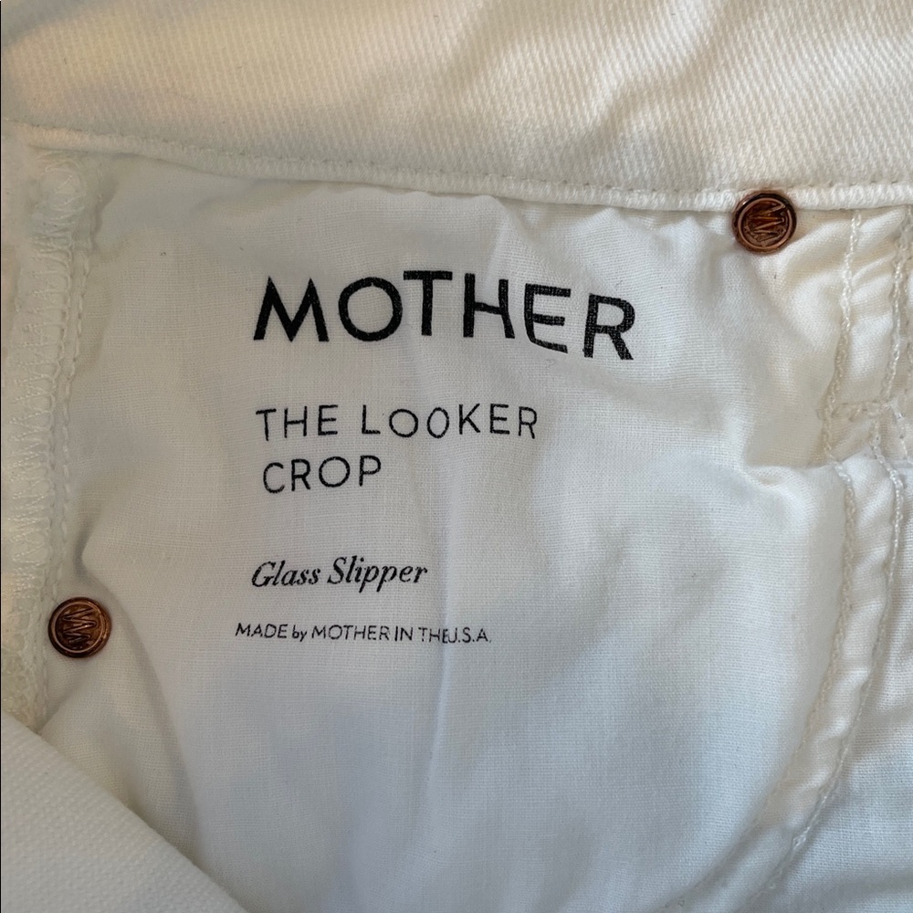 MOTHER The Looker Crop Jeans Glass Slipper Wash White Denim Size 27 High Waist - Picture 3 of 7